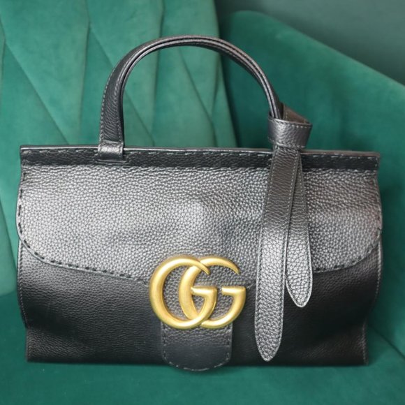 Gucci Handbags - Gucci Calfskin Small GG Marmont Top Handle Bag